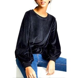 Nations -  KIERA VELVET LANTERN SLEEVE / Black